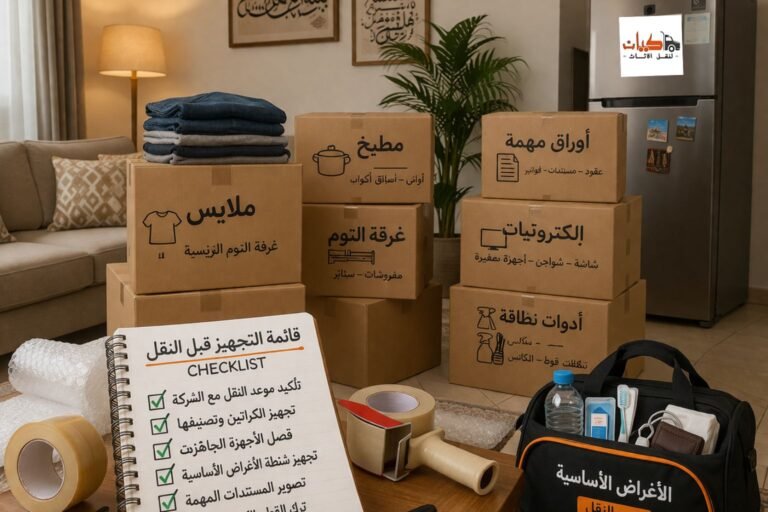 checklist نقل العفش قبل يوم النقل ماذا تجهز وماذا تترك للشركة؟