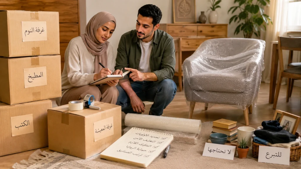 تقليل تكلفة نقل العفش من خلال تنظيم الأغراض وتجهيز الأثاث قبل النقل