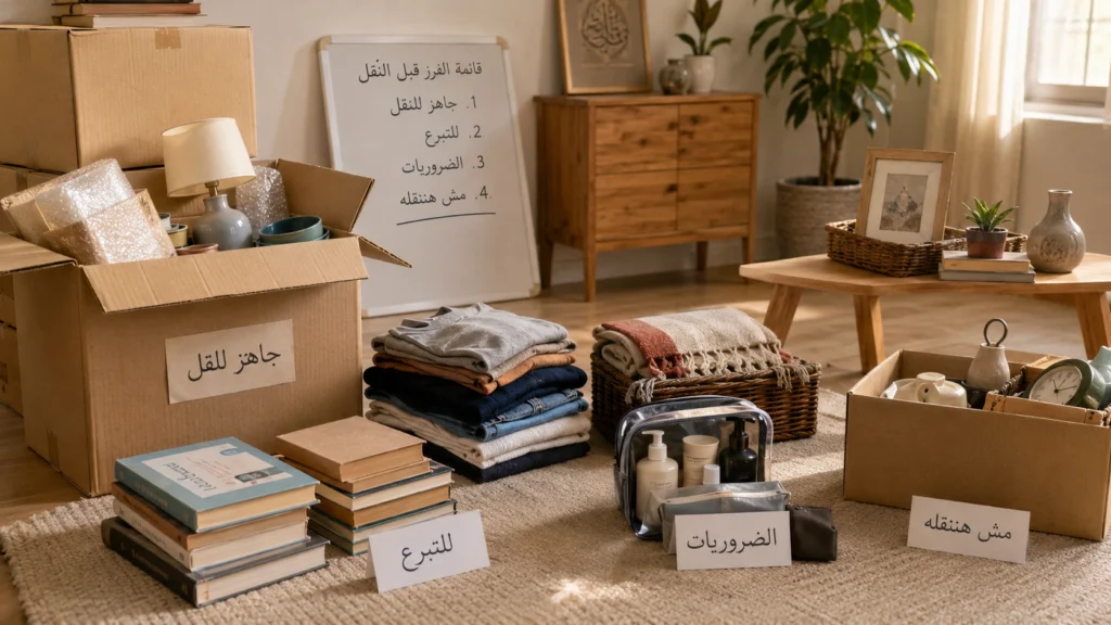 فرز الأغراض المنزلية لتقليل تكلفة نقل العفش قبل يوم النقل